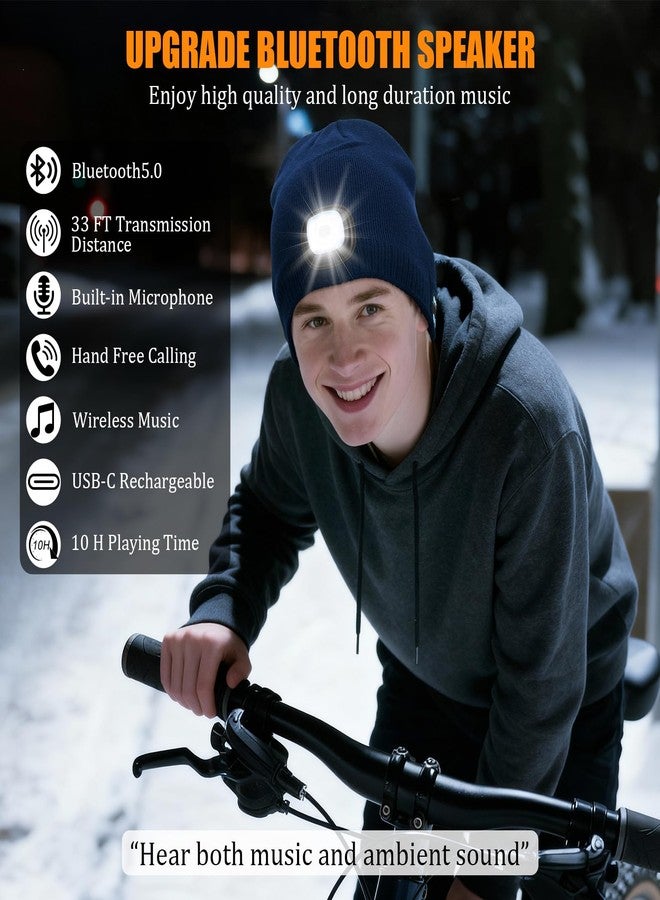 Wmcaps قبعة شتوية مبطنة بالفرو من Wmcaps للجنسين مزودة بتقنية بلوتوث وإضاءة LED، وسماعات رأس، وهدية تقنية للرجال والنساء والمراهقين، لون أسود - Image 3